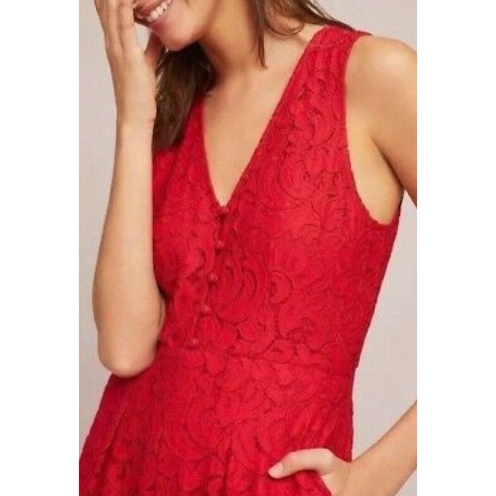 New Anthropologie Moulinette Soeurs Jaeda Lace Wide-Leg Jumpsuit $168 Sz 2 Red - Picture 3 of 4